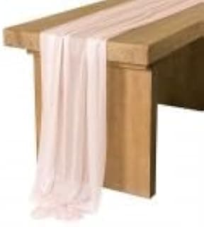 Ling's Moment 14Ft Blush Table Runner, Wedding Sheer Chiffon Table Runners