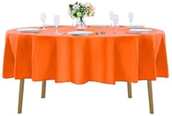 Cupuamon 90 inch Round Tablecloth Washable Polyester Table Cloth Decorative Table Cover for Wedding Party Dining Banquet(90 inch,Orange)