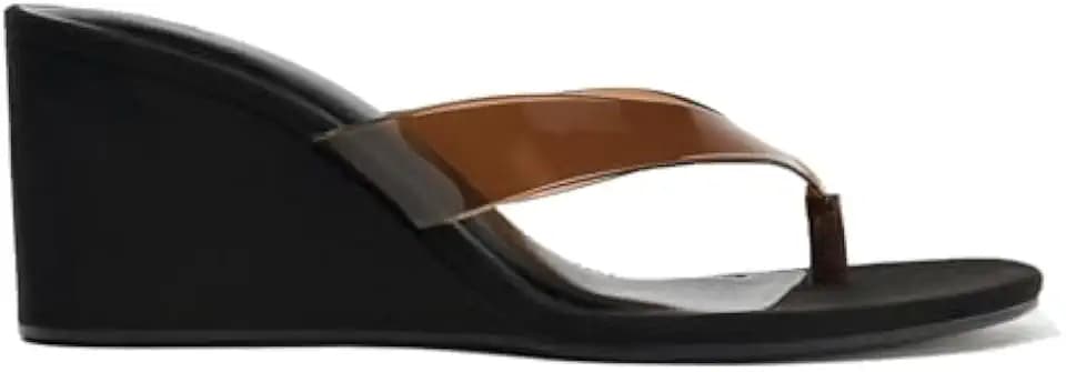 Suede Wedge Flip Flops for Women Open Round Toe Comfort Arch Support Slip On High Heel Thong Sandals for Summer Fashion Travel Vacation Party Date Slides