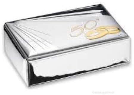 VALENTI & CO. Silberne Schmuckschatulle, Geschenkidee zum 50. Hochzeitstag, elegante Schmuckschatulle zum Jahrestag der Goldenen Hochzeit, perfektes Geschenk für dauerhafte Liebe