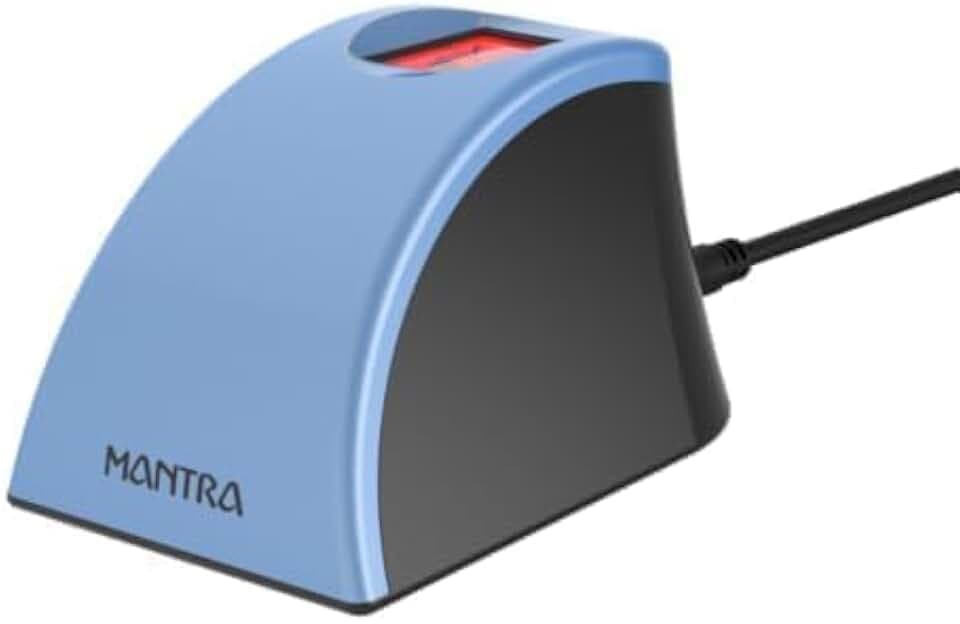 Mantra MFS110 L1 Biometric Single Fingerprint Scanner with C Type OTG Cable | High Securety and Fast scanning Authentication Device|Latest Updated RD Service | Reliable and Durable (Metallic Blue)
