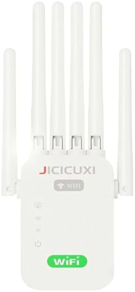 WiFi Verstärker, WiFi Repeater mit 6 Antennen, WiFi Repeater für 5000 m² Abdeckung und 50 Geräte, LAN Verbindung, Access Point Modus, W LAN Verstärker für Steckdose, für Haus und Büro