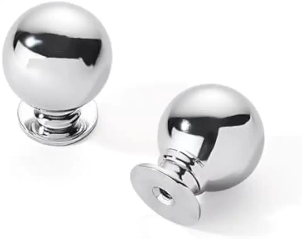 10 Pack 1-1/4 Inch Solid Polished Chrome Cabinet Knobs Large Heavy Duty Drawer Knobs Kitchen Cabinet Hardware Vintage Ball Knobs Pulls for Drawers.