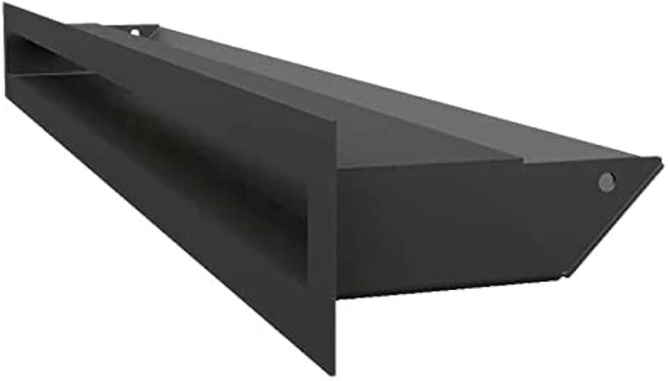 KRATKI Lüftungsgitter Luft | Warmluftgitter 6 x 60 cm | Schwarz | Abluftgitter für Kamin Belüftung | Lufteinlass in einem Winkel von 45 Grad | überhitzungbeständig | Ideal für Moderne Innenräumen