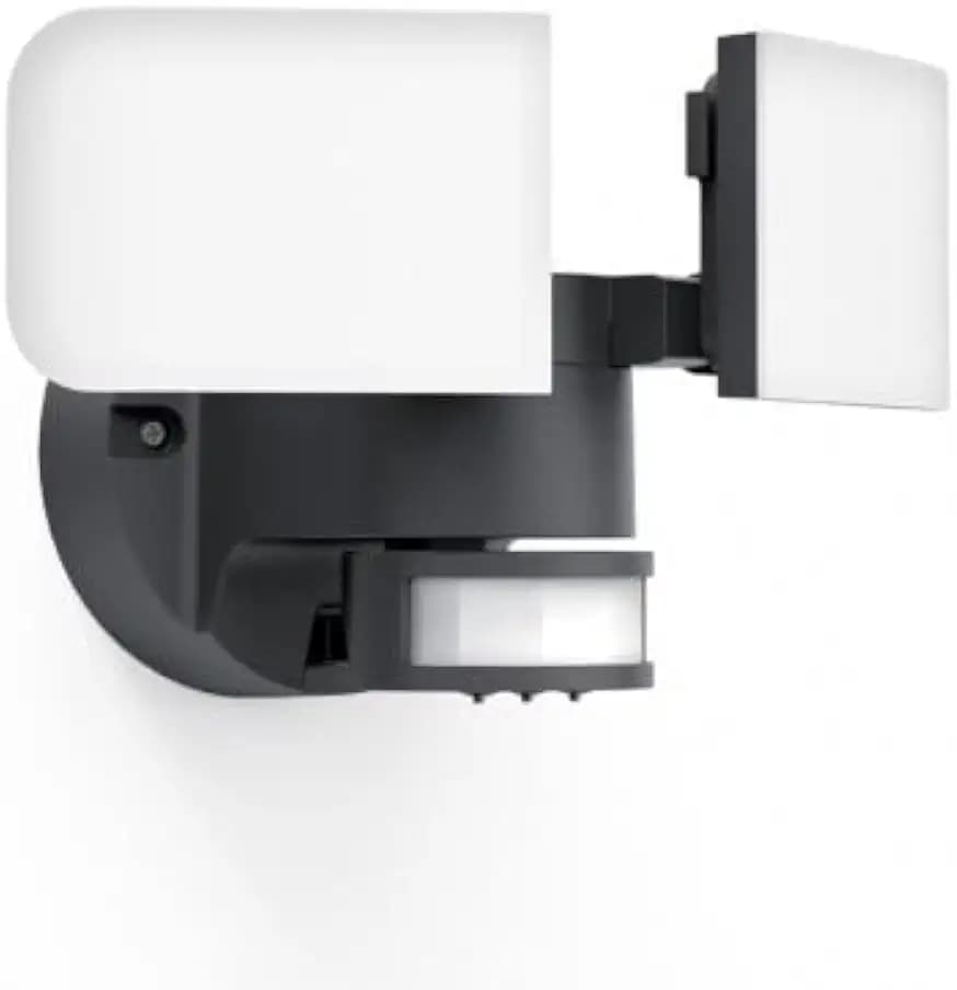 Xanlite Wandstrahler, schwarz, 2 Köpfe, LED, IP44, mit Bewegungsmelder, schwenkbar und ausschaltbar, 2800 Lumen, entspricht 170 W, 6500 K, kaltweiß, schwarz