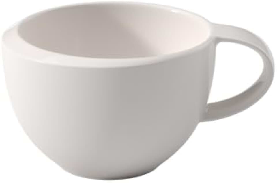Villeroy & Boch - New Moon Mokka/Espressoobertasse, formschöne Tasse mit Henkel für Espresso und Mokka, Premium Porzellan, spülmaschinengeeignet, 90 ml, Porzellan, Weiß, 1 Stück (1er Pack)