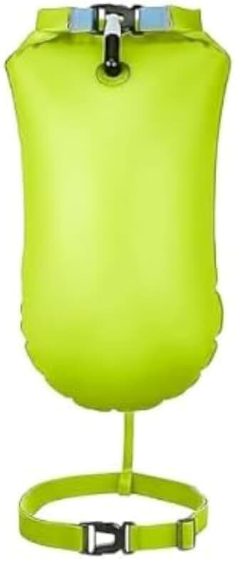 Schwimmboje, Wasserdichter Trockensack, Aufblasbare Schwimmen Boje, Swimming Buoy mit Hüftgurt, für Sicherheit Open Water und Triathlon, Schwimmen, Schnorchler Zubehör, Höchst Sichtbar (Grün)