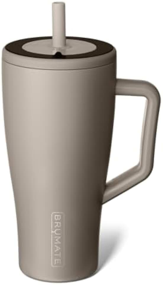 BrüMate Era 900ml-Trinkbecher mit Strohhalm und Deckel | 850 ml Metall-Wasserflasche mit Griff | 100% auslaufsicher | isolierter Becher | Edelstahl-Reise-Fitness-Becher | Hält Getränke den ganzen Tag