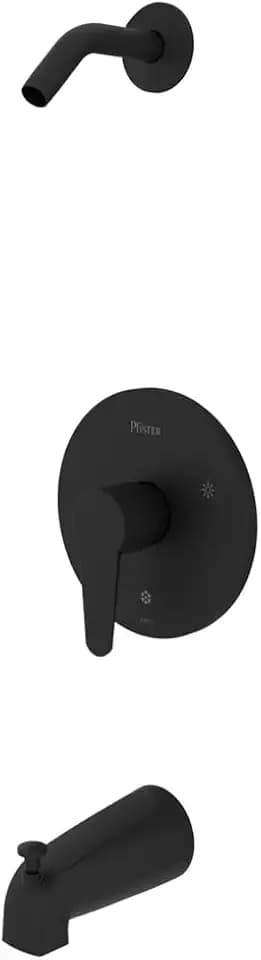 Pfister, R89-070B, Pfirst Modern Pressure Balanced Tub and Shower Trim Package - Less Showerhead, Matte Black