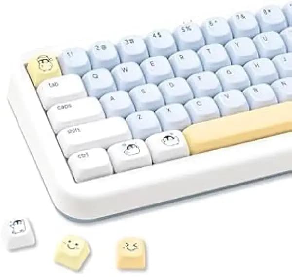 Blue＆White Keycaps, Little Penguin Japanese Keyboard Keycaps