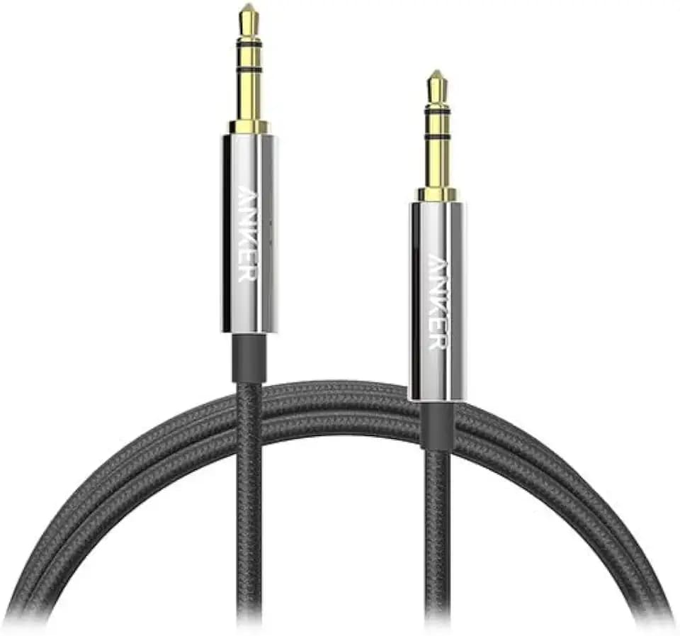 Anker Powerline 3.5mm Audio Cable 4ft, Premium Aux Cord with Gold-Plated Connectors, Tangle-Free Durable Stereo Cable for Car, Headphones, Speakers, and Home Audio