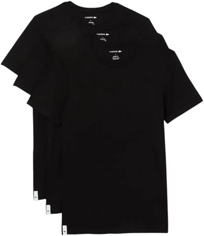 Lacoste Men's 100% Cotton Slim Fit Crew Neck Undershirt, 3-pack