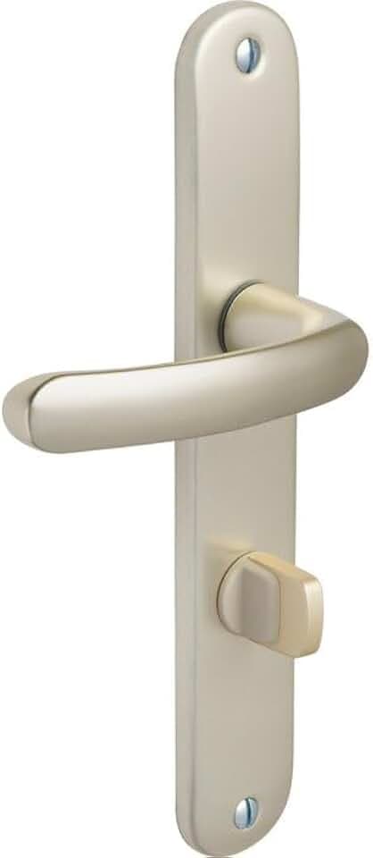 Vachette Türgriff-Set auf großer Platte – Version mit Verurteilung für WC/SDB-Türen, Abstand 195 mm – System zum einfachen Anbringen – aus robustem Aluminium – champagnerfarben