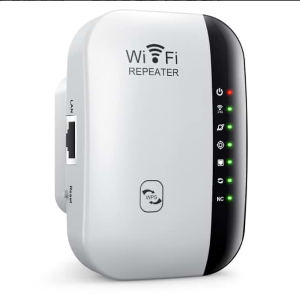 WiFi Repeater Leistungsstarker WiFi Verstärker 300Mbps WiFi Extender, WiFi Booster Unterstützung AP/Repeater Modus und WPS Funktion Plug and Play, intelligente Signalanzeige (weiß)