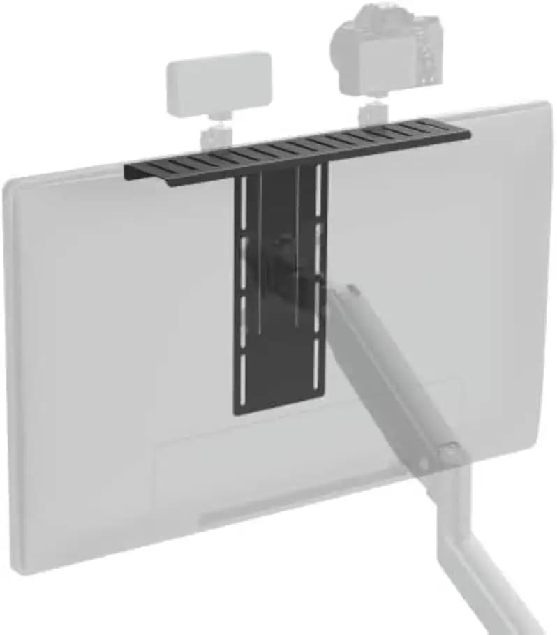 Mount Plus MDS12-2 All-In-One VESA Compatible Monitor Shelf for Device Organizer | Perfect for Online Meetings and Live Streaming Such As Cameras, Microphones, Spotlights, Webcams | Height Adjustable