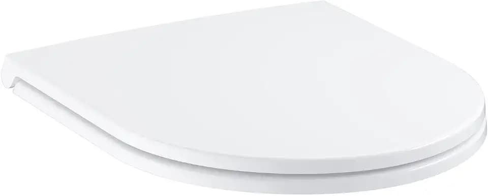 GROHE Bau Keramik, WC Sitz mit Absenkautomatik, Slim (Toilettendeckel mit Soft-Close Funktion, flaches Design, werkzeuglos abnehmbar, Scharniere aus Edelstahl, inkl. Befestigungsset), weiß, 39913001