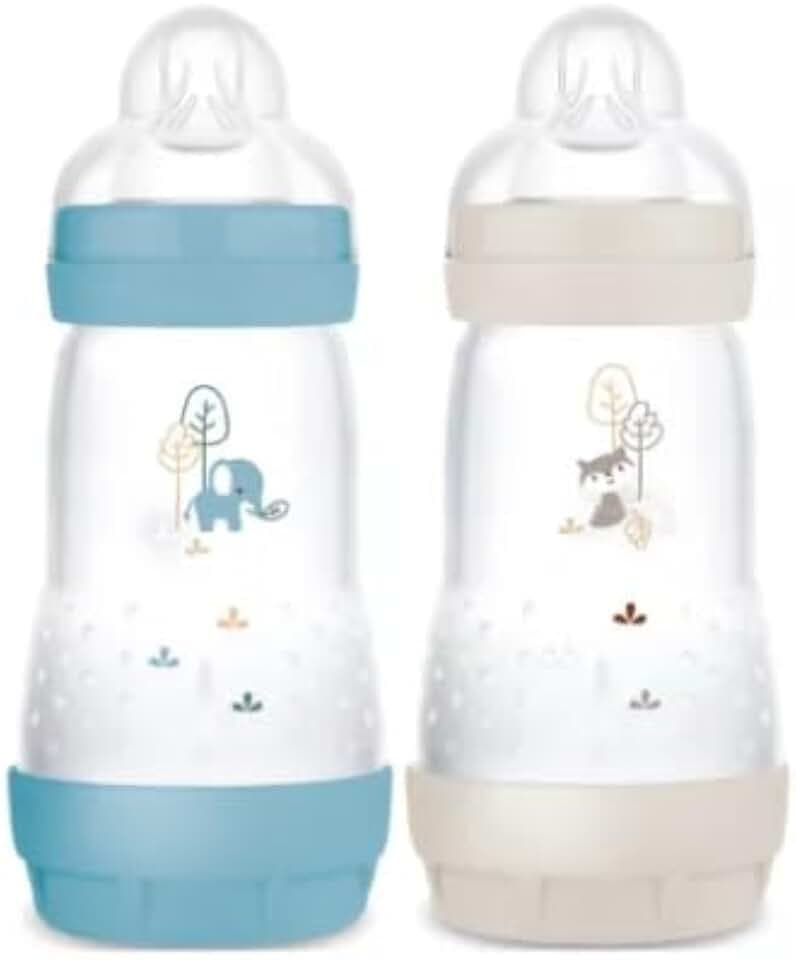 MAM Easy Start Anti-Colic Flasche 2+ Monate mittlerer Durchfluss (2 x 260 ml) Multicolor – Flasche zur Reduzierung von Koliken und Beschwerden des Babys – Babyflasche zum Stillen geeignet