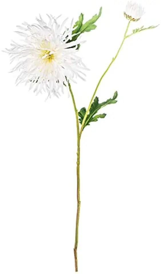 Ref.92520C01 CRISANTEMO weiß und grüne Blätter, Box mit 12 Stück, 73 cm