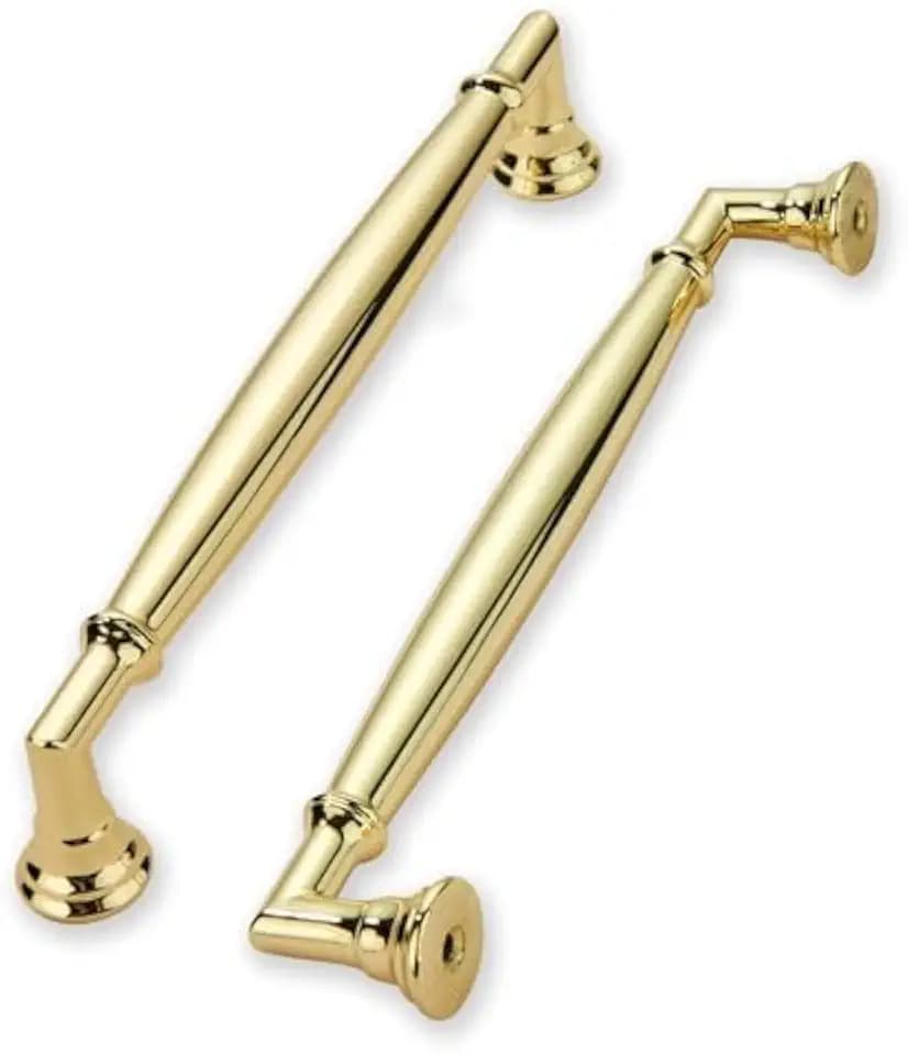 khtumeware 10 Pack 6 Inch(152mm) Polished Brass Cabinet Pulls Heavy Duty Solid Cabinet Handles Kitchen Cabinet Hardware for Cupboard Drawer Handles