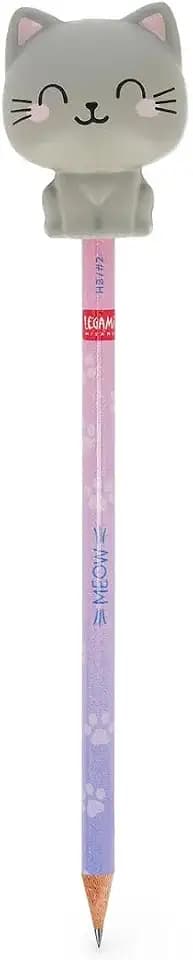 LEGAMI Be Curious Bleistift mit Squishy Kitty | HB Bleistift mit Squeezies Katzen-Aufsatz | radierbarer Graphitstift im Katzen-Design | Schreibware für Schule, Studium & Büro