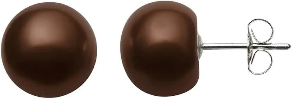Belacqua AAA Quality Freshwater Cultured Button Pearl Stud Earrings