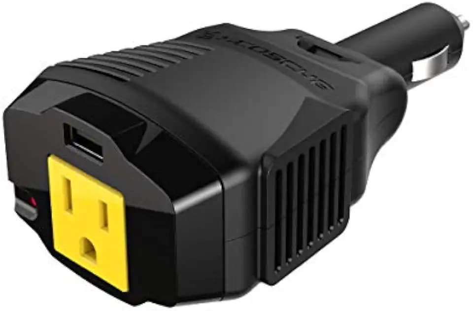 Scosche PI100CL INVERT100 - 100W Car Power Inverter with 12W USB Port - 12V DC to 110V AC Converter for Vehicles - Vehicle Outlet Plug Adapter - DC to AC Converter - Car Charger for Laptop Computer