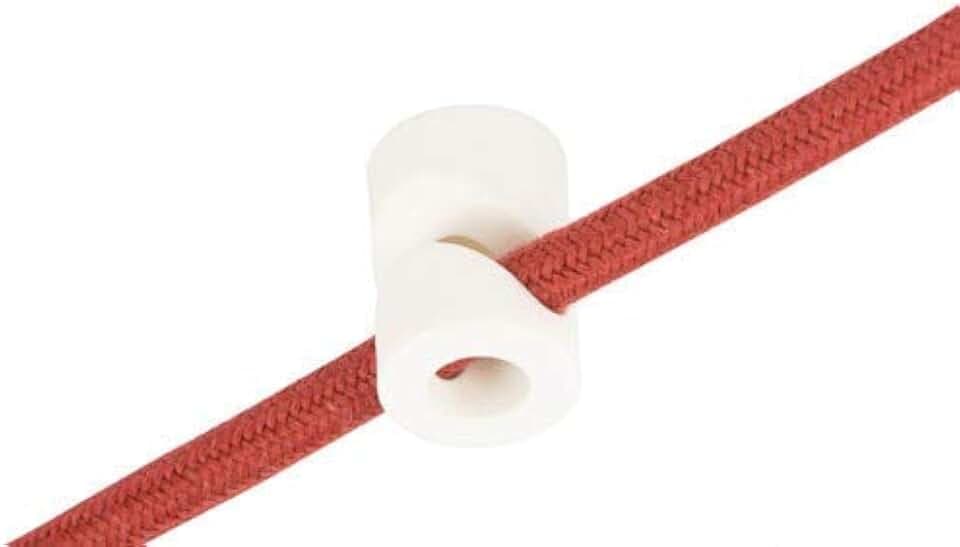 Wand- und Deckenpins - V - Schwarz,Weiß,Transparent für Textilkabel. 5 Stück. Made in Italy (Weiß)
