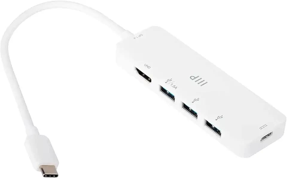 Monoprice 5-in-1 USB-C to 4K HDMI Display Adapter and USB Hub (4K@60Hz) Fast Charge, 100W PD 3.0, 5Gbps, Portable, Plug-n-Play, Compatible with Windows and MacOS Operating Systems, White