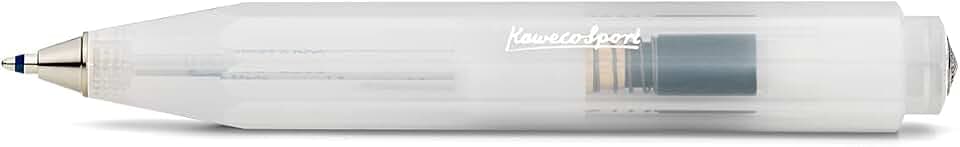 Kaweco FROSTED SPORT Kugelschreiber Natural Coconut I Business Kuli aus hochwertigem Kunststoff in Weiß I Sommerlicher 12 g Taschen-Kugelschreiber mit Herzkurvenmechanik I Druckkugelschreiber 10,5 cm