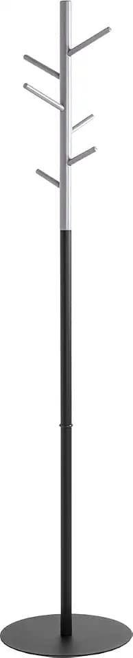 HAKU Garderobenständer grau, schwarz, Massivholz, Metall, Stahlrohr Standgarderobe - Maße: H 170 x Ø 36 cm, Style: Modern