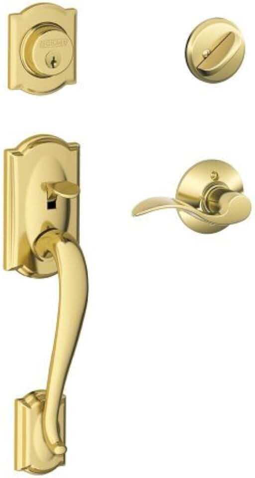 SCHLAGE Camelot Einzylinder-Griffset und Linkshänder-Akzenthebel, helles Messing (F60 CAM 505 ACC 605 LH)