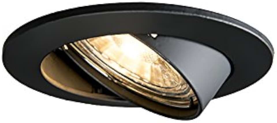 Qazqa Einbaustrahler, Einbauleuchte - Edu - Schwarz, max. 50W, Geeignet für LED, 8.2cm, Rund, Ideal als Flur, Küche lampe und Schlafzimmerlampe