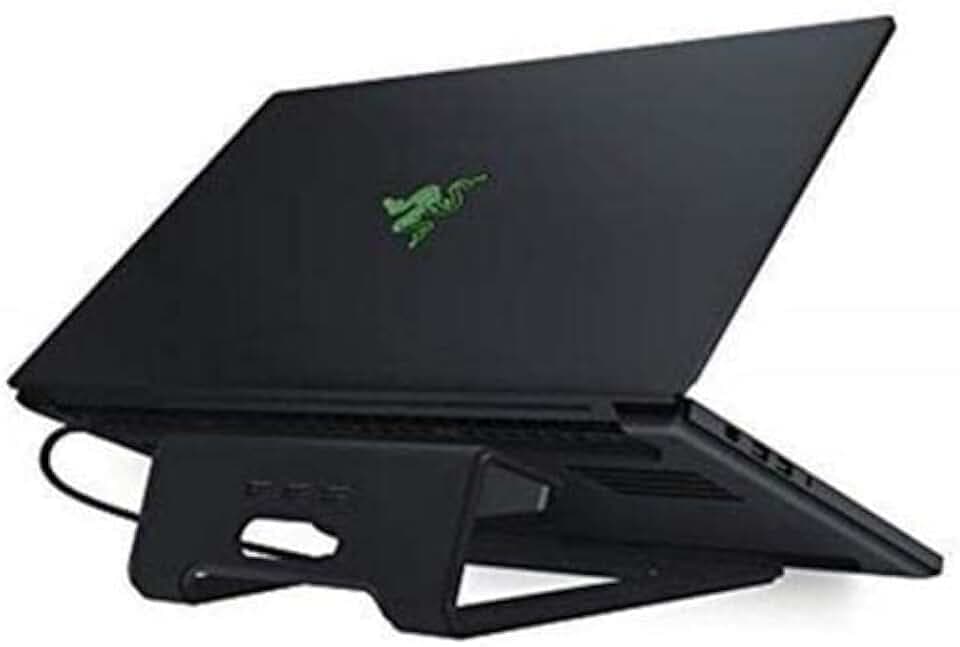 Razer Laptop Stand Chroma: 3-Port USB 3.0 Hub - Ergonomic Design - Anodized Aluminum Construction - Customizable Chroma RGB Lighting - Matte Black