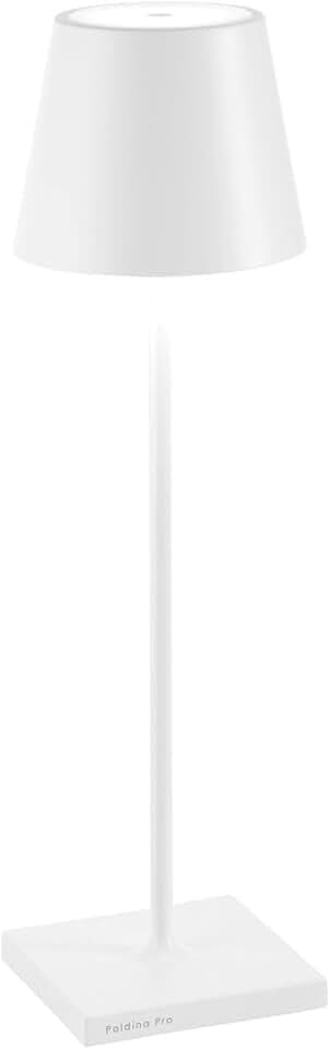 Zafferano, Poldina Pro Lampe, Kabellose, Wiederaufladbare Tischlampe mit Touch Control, Auch für den Außenbereich Geeignet, Dimmer, 2200-3000 K, Höhe 38 cm, Farbe Weiß