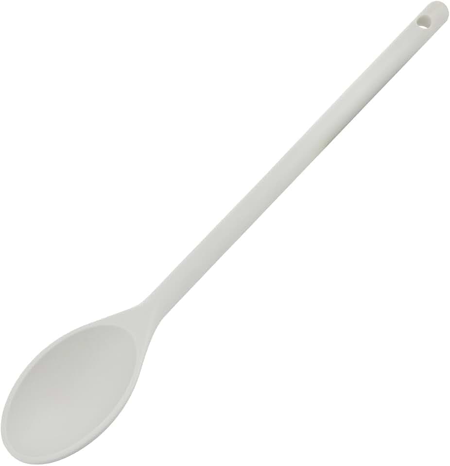 Winco 15" Off White High-Heat Nylon Cooking Spoon