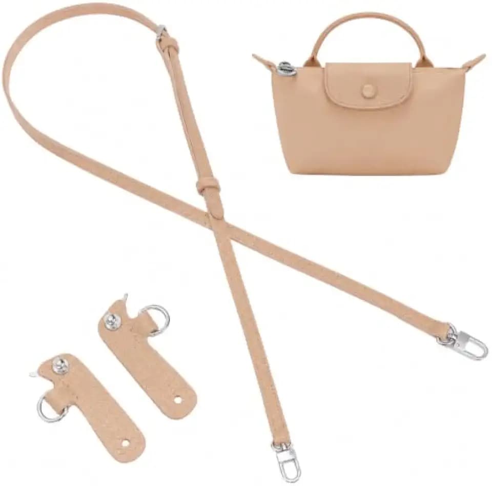 Purse Straps Replacement, Leather Handbag Crossbody Shoulder Strap Kit Adjustable for Mini Longcamp Tote Bag Women