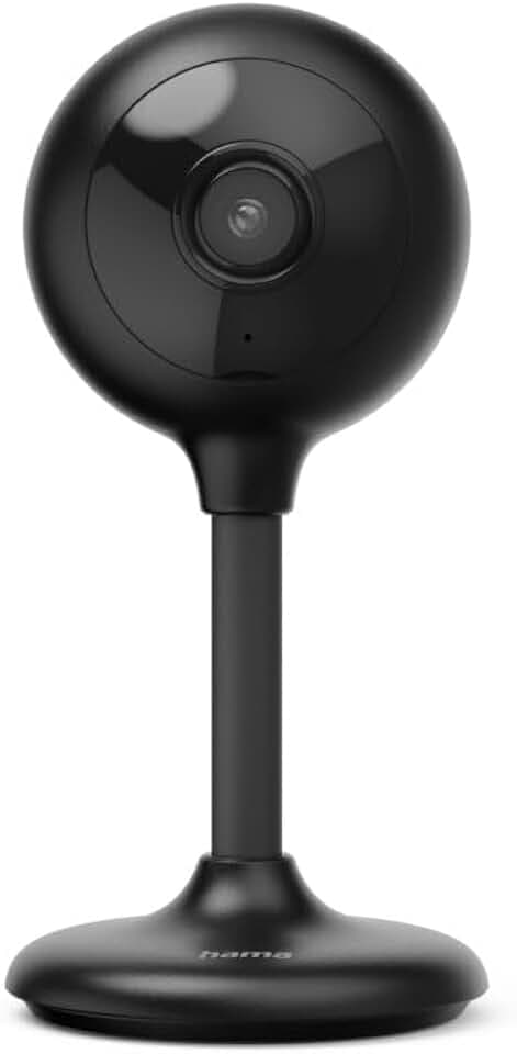Hama Überwachungskamera innen WLAN (smarte WLAN Kamera mit App, Nachtsicht, Aufzeichnung, mit Bewegungsmelder, Gegensprechanlage, Tonerkennung, auch als Haustierkamera oder Babyphone, 1080p) schwarz