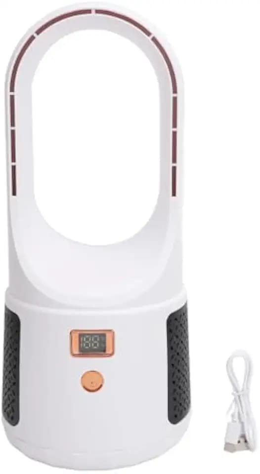 FlüGelloser Ventilator,Rotorloser Ventilator,6 Geschwindigkeiten Leistungsstarker und Leiser,Turmventilator Sehr Leise mit Led Display füR Home Schlafzimmer BüRo (Weiß)