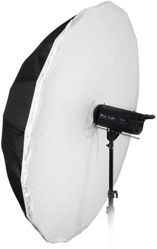 Fotodiox Pro 60in Parabolic White Reflective Umbrella Kit with Diffusion Cover - 16-Rib Black/White Photographic Umbrella