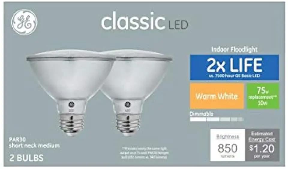 GE Classic 2-Pack 75 W Equivalent Dimmable Warm White Par30 Shortneck LED Light Fixture Light Bulbs