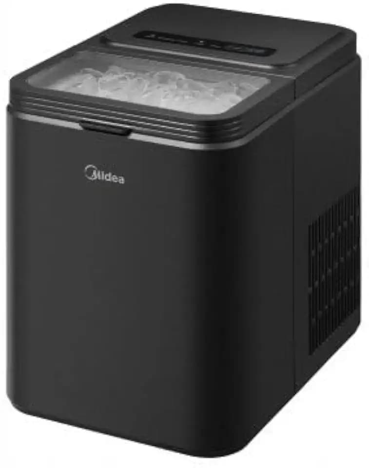 Midea MERI12BG30EU Eiswürfelmaschine, 8 Würfel in 6 Minuten (12 kg/24h), selbstreinigende Funktion, 2 Größen, mit Schaufel und Korb, tragbar für Haus und Küche