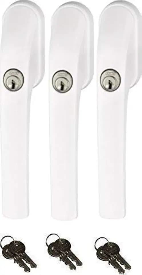 Abus FG300 abschließbarer Fenstergriff, weiß, im Set 3 Stück alle gleichschließend AL0089 mit insgesamt 6 Schlüssel