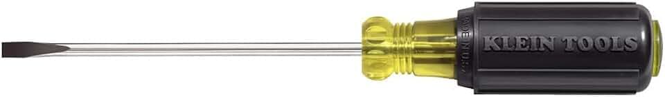 Klein Tools 601-4 Flathead Screwdriver with 3/16-Inch Cabinet Tip, Made in USA, 4-Inch Round Shank and Cushion Grip Handle