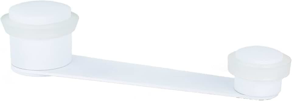 EVI Herrajes | Türstopper | Befestigung Klebstoff oder mit Schraube + Dübel | mit Drehknopf | Nutzbare Öffnung 70 mm dick | Weiß lackiert - Gummi weiß | Edelstahl | Modell I-152