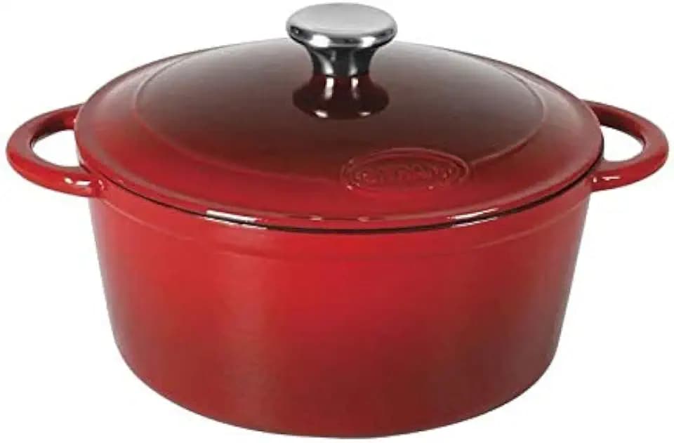 Sitram 710842 Tradifonte Schmortopf rund aus emailliertem Stahlguss, 2,5 l, Ø 21 cm – außen rot, innen weiß – Deckel aus Edelstahl – alle Wärmequellen einschließlich Induktion und Backofen