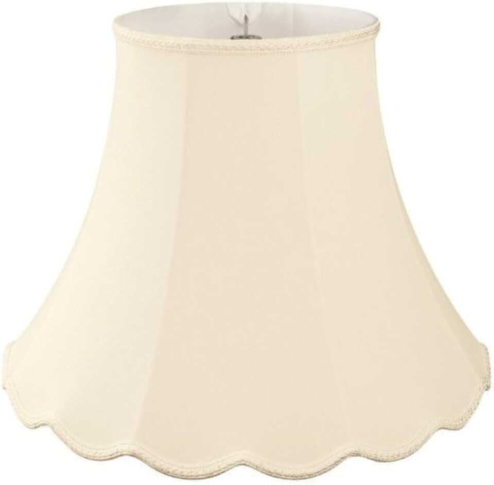 Royal Designs Scalloped Bell Designer Lamp Shade, Beige, 4 x 8 x 7.25, Round Clip