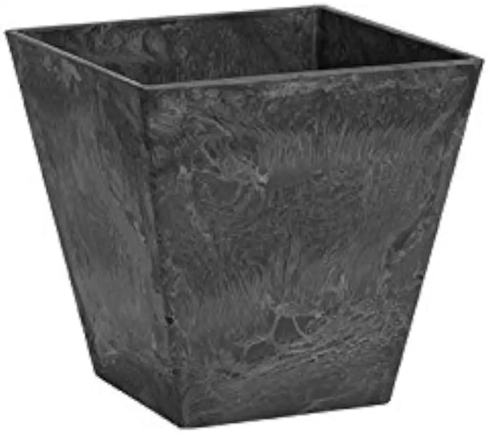 Root & Vessel 35088 Ella Square Planter, 8-Inch, Black