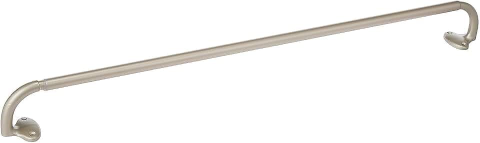 Amazon Basics Gardinenstange mit gebogener Stange für den Innenbereich, ausziehbar, 71 bis 122 cm, Nickel