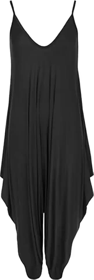 Damen Lagenlook Strappy Baggy Harem Jumpsuit Kleid Top Playsuit - Spaghettiträger Jumpsuit V Ausschnitt Comfy Loose Harem All One Beach Jumpsuits