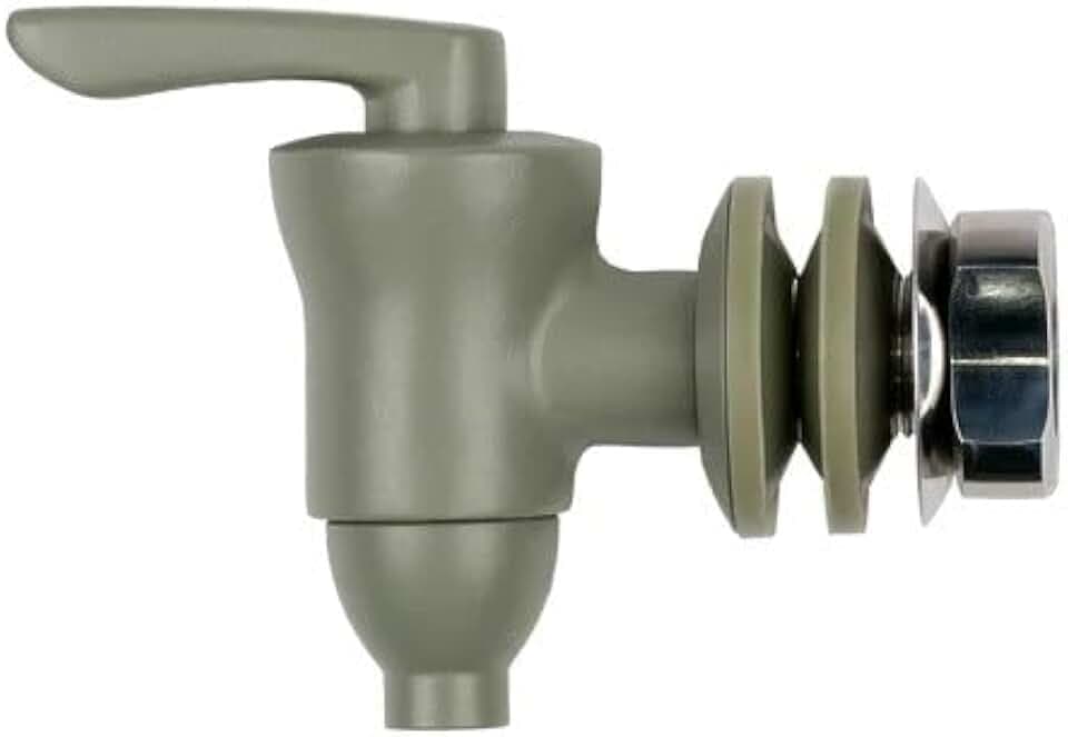 Boroux stainless steel spigot with ceramic valve in Sage powder coat with Sage silicone washer